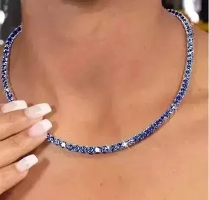 Authentic Celestial Azure Aura: Tanzanite Radiance Tennis Necklace