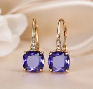 Authentic Celestial Violet Tanzanite Hoop Talismans in Radiant Gold
