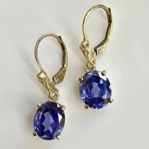 Authentic Celestial Tears of Awakening: Lab-Created Tanzanite and Gold-Plated Drop Earrings