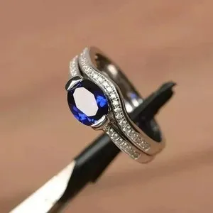 Authentic Celestial 2‑Carat Tanzanite Union Ring – White‑Gold‑Plated Mystic Pair