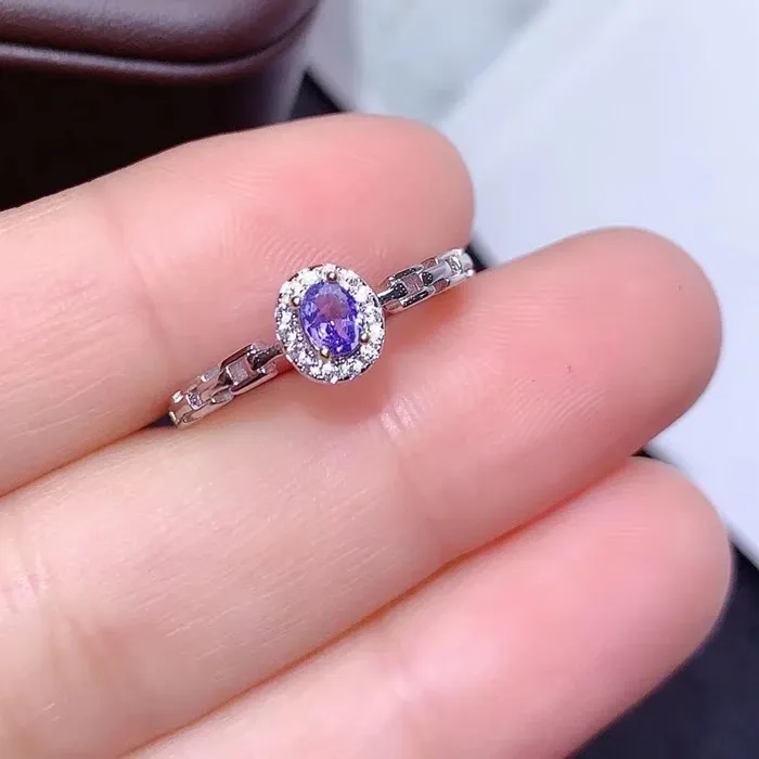 Authentic Natural Tanzanite Ring, S925 Sterling Silver, Birthstone In December, Real Woman Blue Gem Jewelry