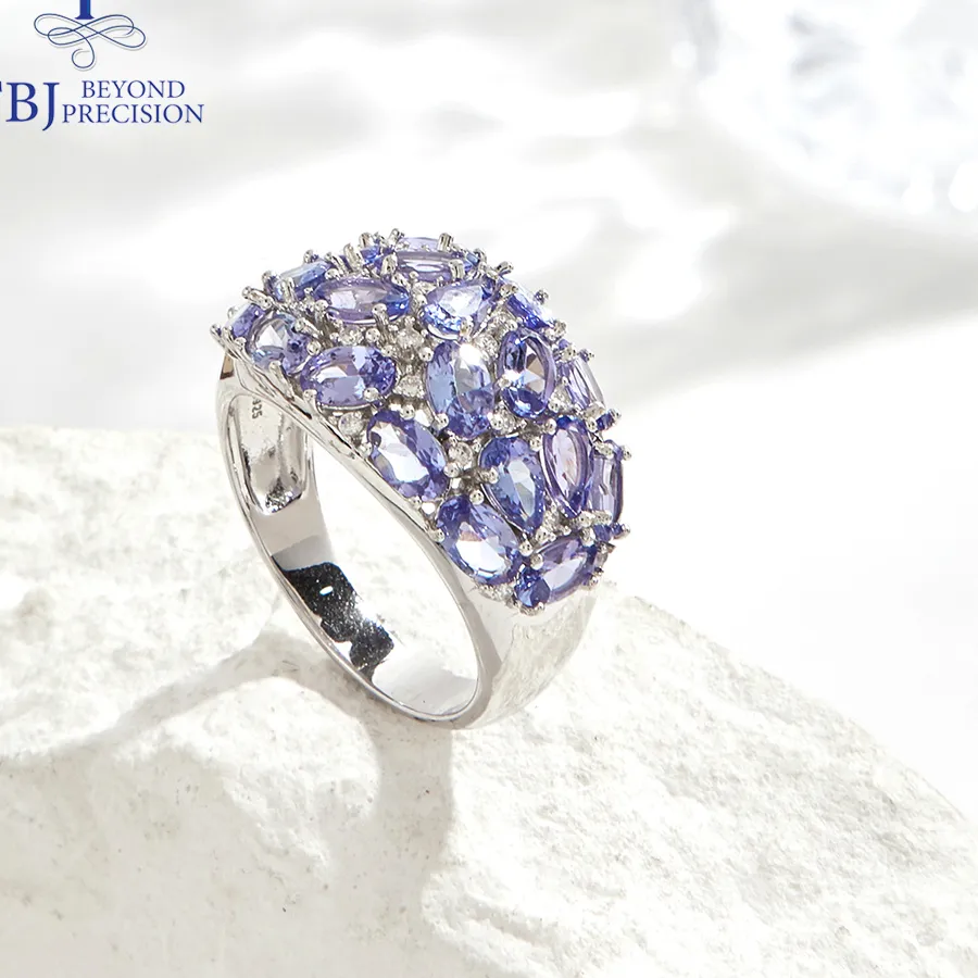 Authentic Celestial Tanzanite Ring - Silver Crescent Moon Amulet of Eternal Love and Cosmic Harmony