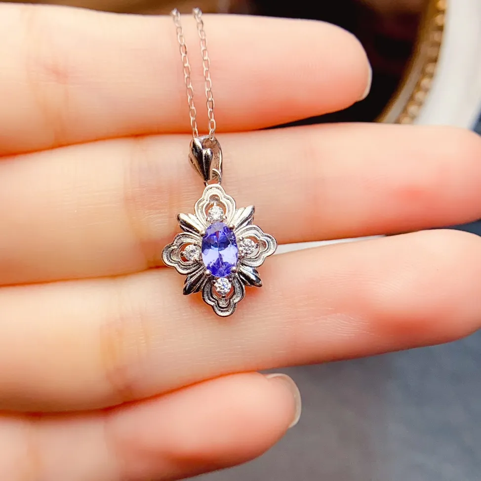 Authentic Botanical Starlight Blossom - Natural Diopside, Garnet and Tanzanite Sacred Flower Amulet