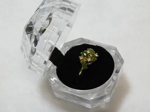 Authentic Womans Gold Plated With Simulated Jade/Diamonds Ring, Size 6.5 Includes Box