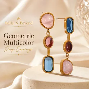 Authentic Celestial Prism Gold Plated Geometric Drop Earrings