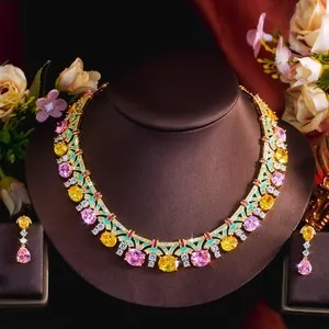 Authentic Celestial Radiance Gold-Plated Drop Earrings and Necklace Conjuration
