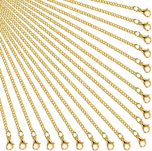 Authentic 24 Pack Gold Plated Necklace Chain for Women Bulk 16-26 Inch 2 Mm Gold Plated DI