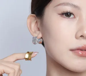 Authentic Celestial Gold‑Veiled Irregular Ear Studs – 925 Silver Whisper
