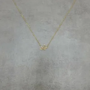 Authentic Celestial Origami Crane Gold-Plated Necklace – Whispering Wings of Serenity