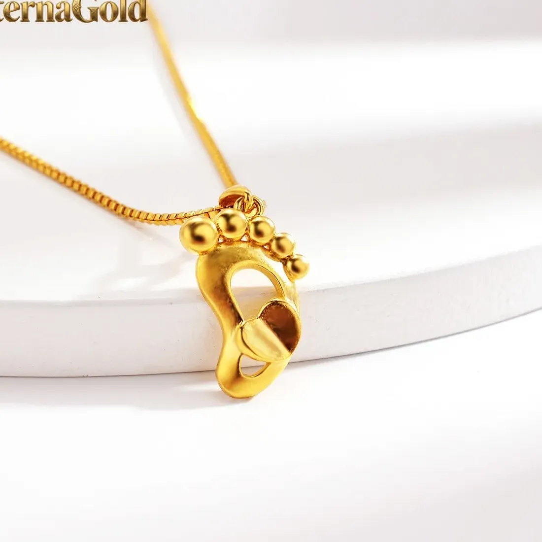 Authentic The Golden Step Choker: 24K Pure Gold Foot Pendant Necklace