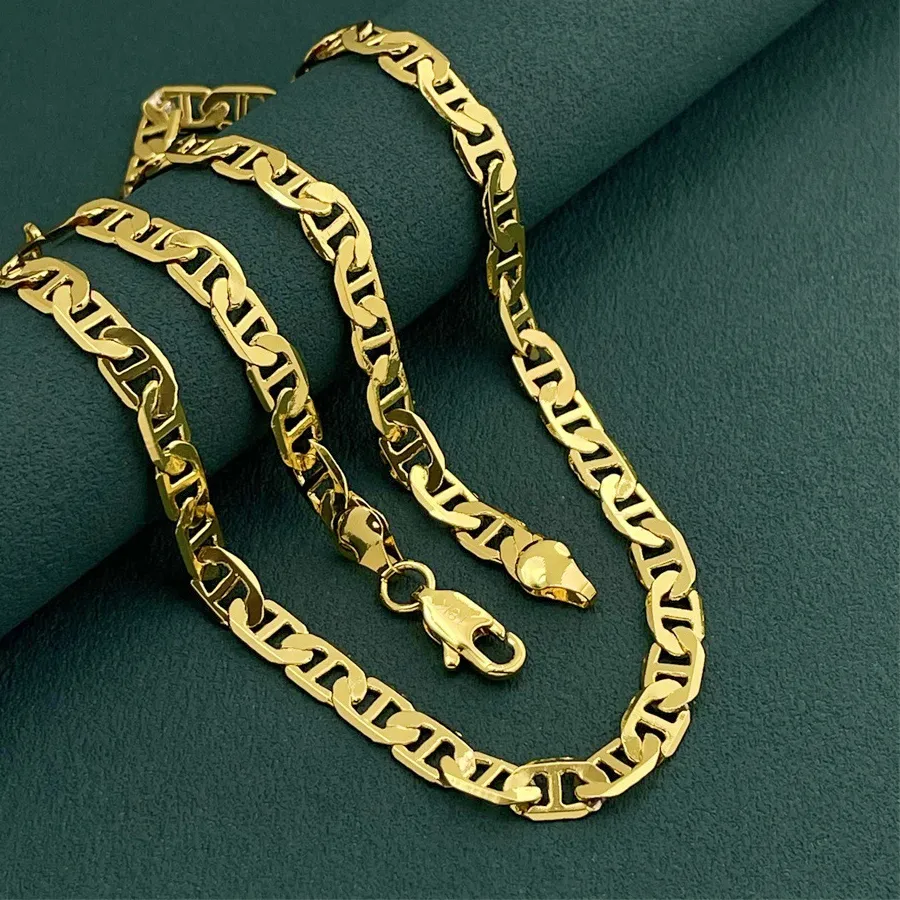 Authentic 24K 9999 Pure Gold Real Gold 6Mm Japanese Necklace Cuba Necklace 45Cm 50Cm 55Cm 60Cm