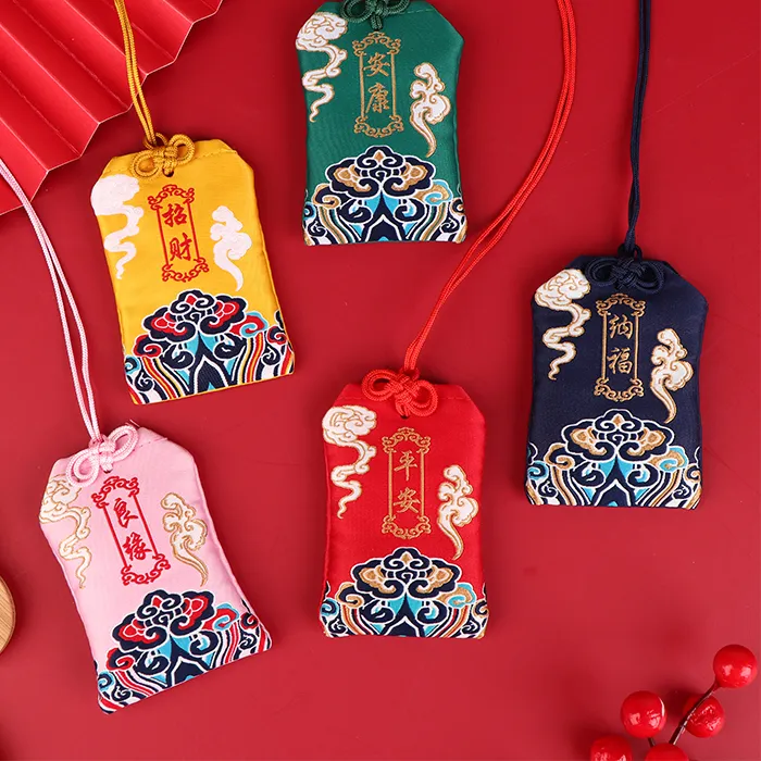 Authentic Japanese Prayer Omamori Pray Fortune Beauty Health Safety Lucky Charms Wealth Bag Guard Talisman Pendant Keychain Couple
