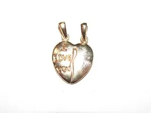 Authentic 01J13 Beautiful Medallion Pendant Jewelry in Gold Plated Broken Heart I LOVE YOU