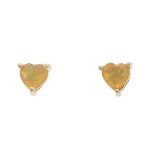 Authentic Radiant Luminescence Opal Heart Studs in Sacred Gold