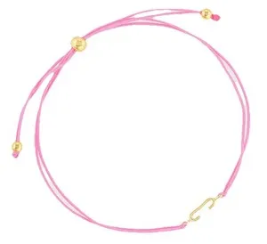 Authentic Gorjana Prism Alphabet Bright Pink String Bracelet Gold Plated Letter C