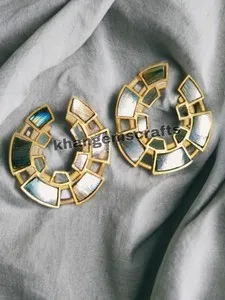 Authentic Celestial Geometry: 18K Gold-Plated Earring Enchantment