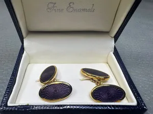 Authentic Celestial Dawn: The Purple Enamel Sunburst Gold-Plated Cuffs