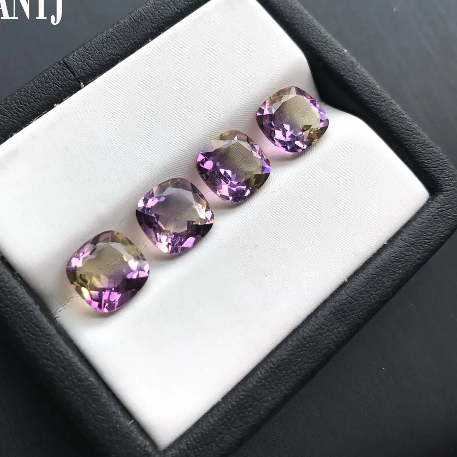 Authentic Vantj Natural Ametrine Loose Gemstone Cushion 10Mm 3.6Ct For Silver Gold Mounting Diy Decoration Jewelry Accessories