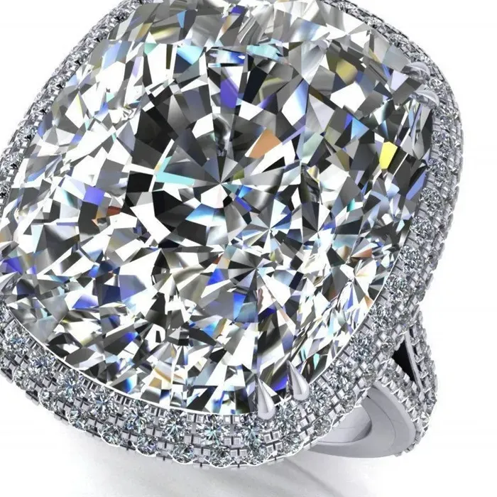 Authentic Cushion Cut 8Ct Lab Diamond Ring 925 Sterling Silver Band Rings Jewelry