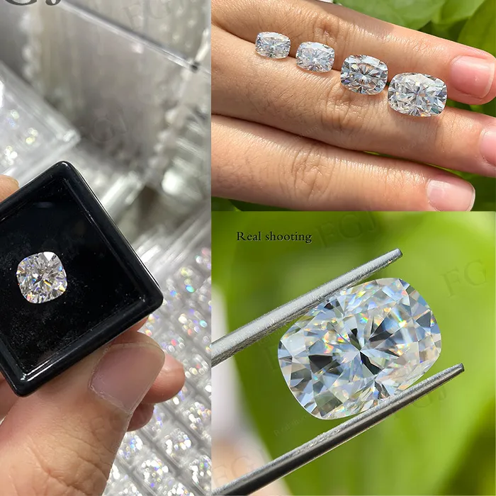 Authentic 0.35-5CT D Color Moissanite Stone RareCushion/Elongated Cushion Loose Gemstones Factory Making DIY Design Jewelry Set