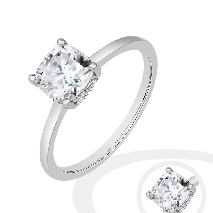 Authentic ATTAGEMS Cushion Cut 1.5ct 2.5ct Moissanite Ring DVVS1 925 Silver 18K Gold Plated For Women Engagement Wedding Band Fine Jewelry