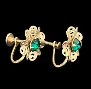 Authentic Verdant Bloom Whispers: Gold-Kissed Flower Earrings