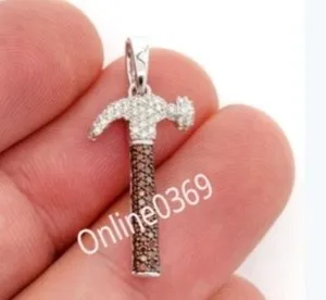 Authentic The Artisan Forge Garnet and Cubic Zirconia Hammer Talisman in White Gold Plated Silver