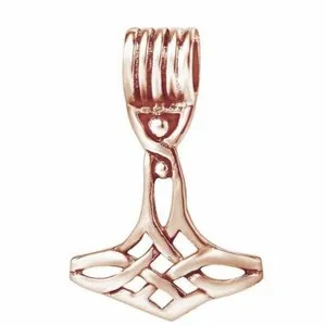 Authentic Celtic Swirl Thor's Norse Hammer Pendant 14K Rose Gold Plated 925 Sterlg Silver