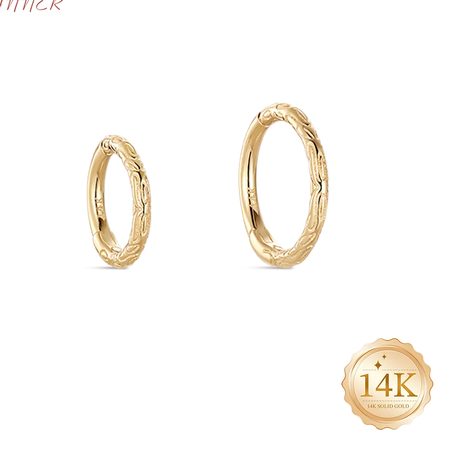 Authentic Canner 14K Solid Gold Irregular Hammered Classic Patterns Stud Earring Lip Body Piercings Jewelry
