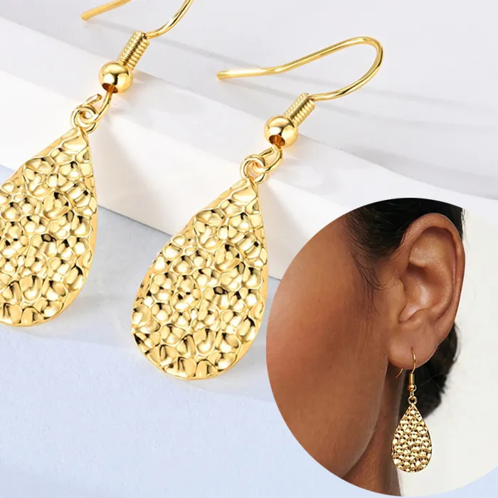 Authentic Radiant Cascade Golden Water Droplet Talisman Earrings