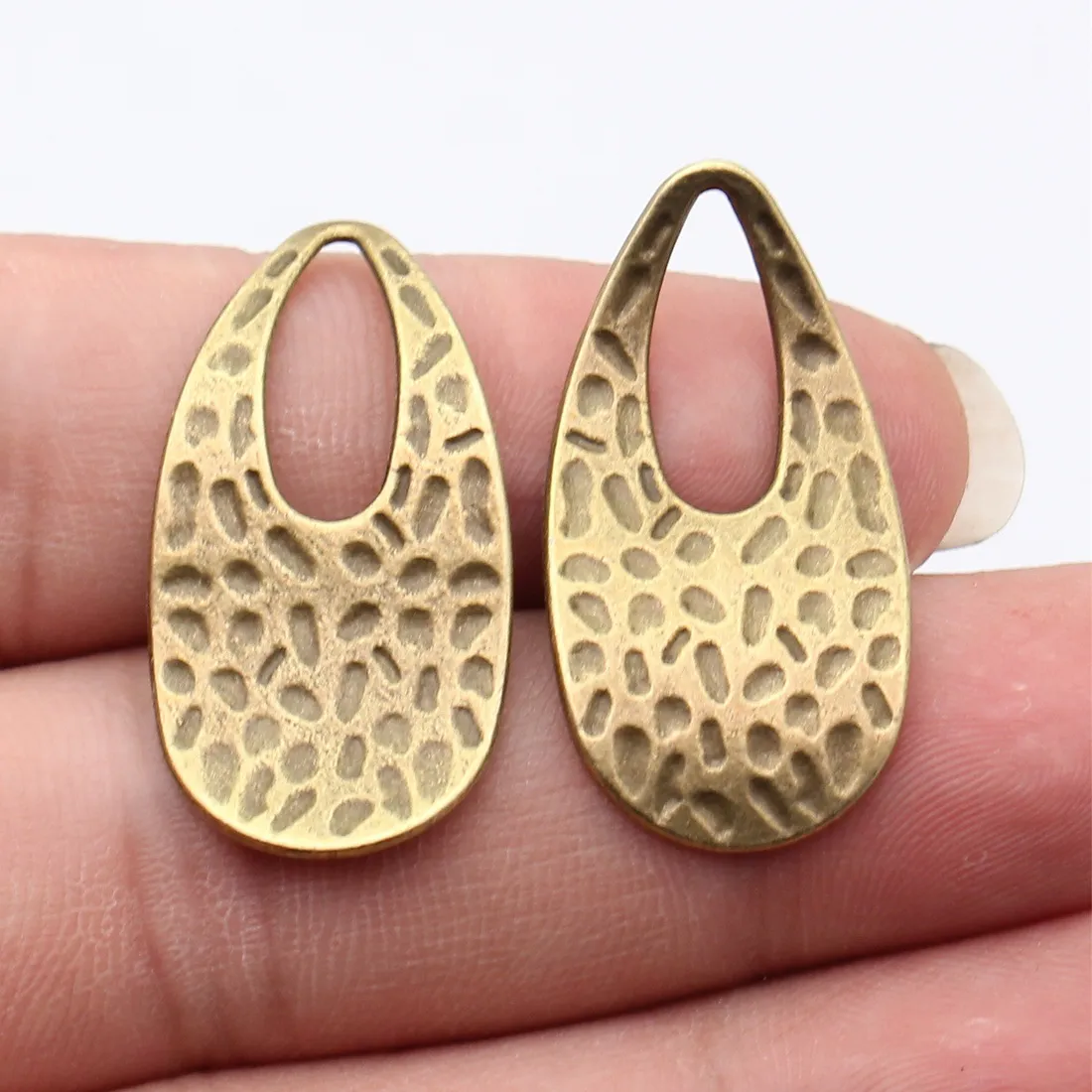 Authentic Hammered Golden Teardrop Talismans of Sacred Geometry