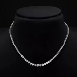 Authentic 10Ctw Round Cut Lab Created Diamond Tennis Necklace 14k White Gold Plated