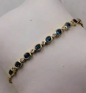 Authentic Celestial Sapphire & Diamond Tennis Bracelet – Radiant Lab‑Crafted Gems in Golden Harmony
