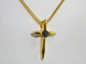Authentic Celestial Sapphire Cross Pendant in Radiant Gold-Plated Sterling