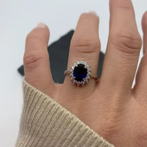 Authentic 2.50Ct Oval Lab Created Sapphire Women's Engagement Ring 14K White Gold Plated