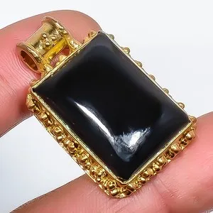Authentic The Obsidian Sovereign: 925 Sterling Gold-Plated Natural Black Onyx Talisman