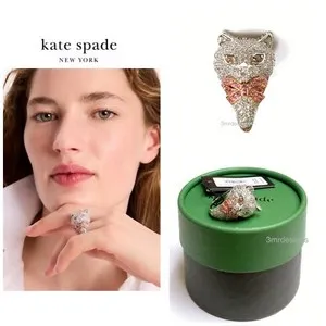 Authentic NWT Kate Spade PAWLINA 12-K Gold Plated CZ Reconstituted Corundum Ring-Sz.7