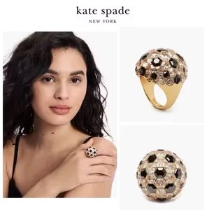 Authentic The Golden Pitch Amulet: 12-K Gold Plated Cubic Zirconia Soccer Ball Ring Size 7