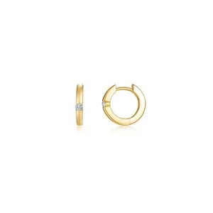 Authentic BRAND Lafonn 14k Yellow Gold Plated Kate Diamond Huggie Earrings E0644CLG00