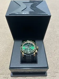 Authentic EDOX Offshore 10221-37RV5-VIR5-S Used Watch Quartz Analog Green Dial Gold Plated