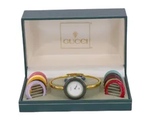 Authentic Celestial Gold‑Plated Change Bezel – Radiant White‑Dial Talisman (Gucci 1100‑L)