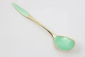 Authentic Frigast 925 Gold Plated Silver Spoon with Green Enamel (40.16g.)