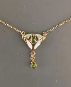 Authentic The Verdant Muse: Art Nouveau Peridot and Gilded Silver Talisman