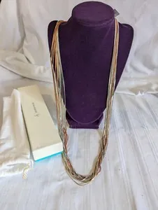 Authentic Celestial Rose Whisper: 14‑Strand Gold‑Plated Aura Necklace