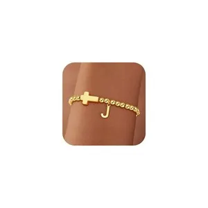Authentic Initial Bracelet Gold Plated Cross Dainty Women Teen Girls Christmas Set