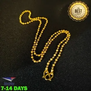 Authentic 1 MM Ball Chain Necklace Gold Plated 22K 23K 24K Thai Baht 18 inch For Teen Wome
