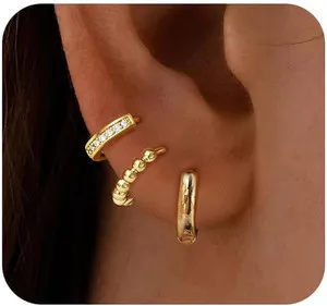 Authentic Radiant Spheres of Light: 14K Gold Plated Beaded Hoop Earrings