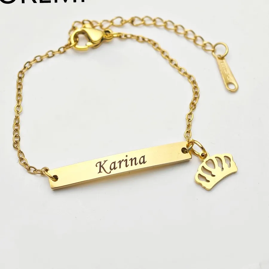 Authentic DOREMI Baby Bracelet Personalized Customized Born to Teen Kids Best for Baby Engrave Name Charms Bracelet