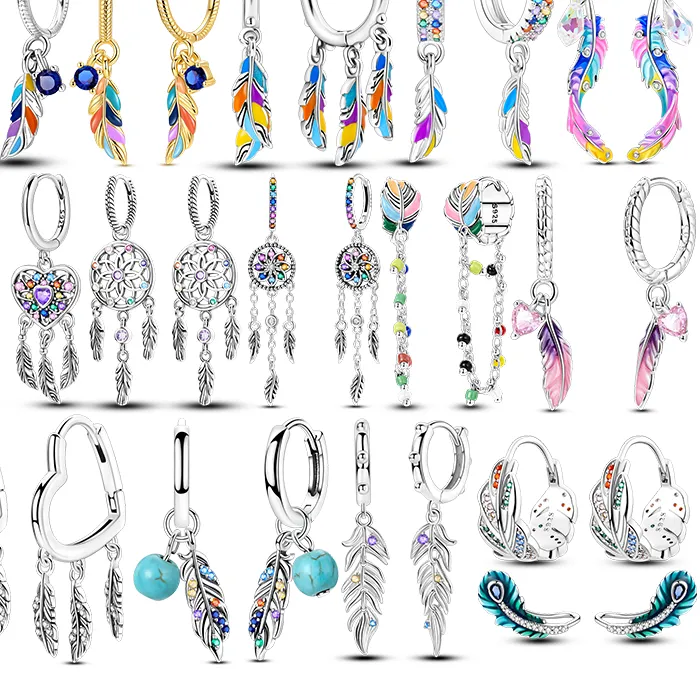 Authentic Feathered Harmony Silver Hoop Earrings Of Celestial Flight