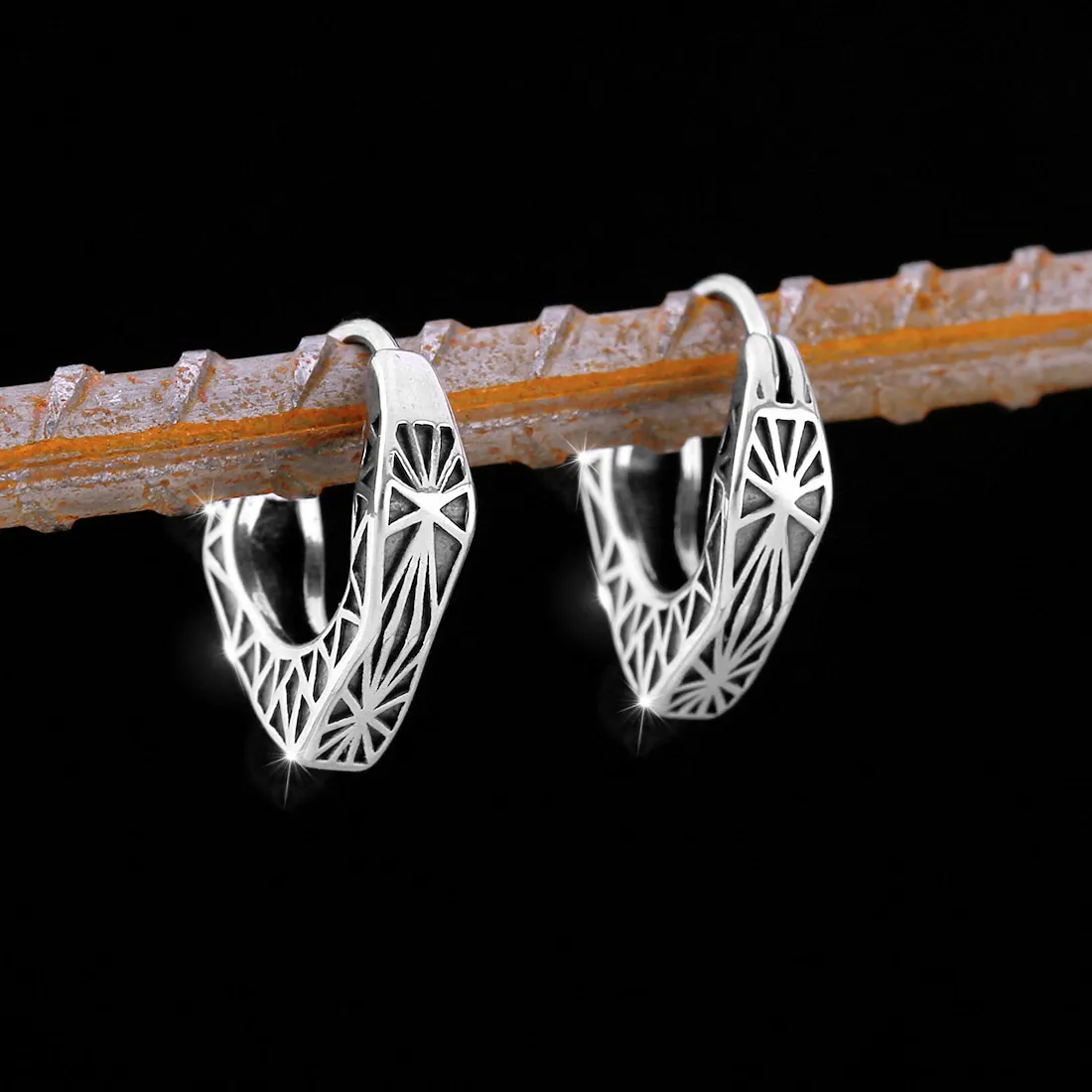 Authentic Classic Retro Geometric Pattern Rune Viking Earrings Nordic Men's Jewelry Studs Amulet Party Teen Accessories